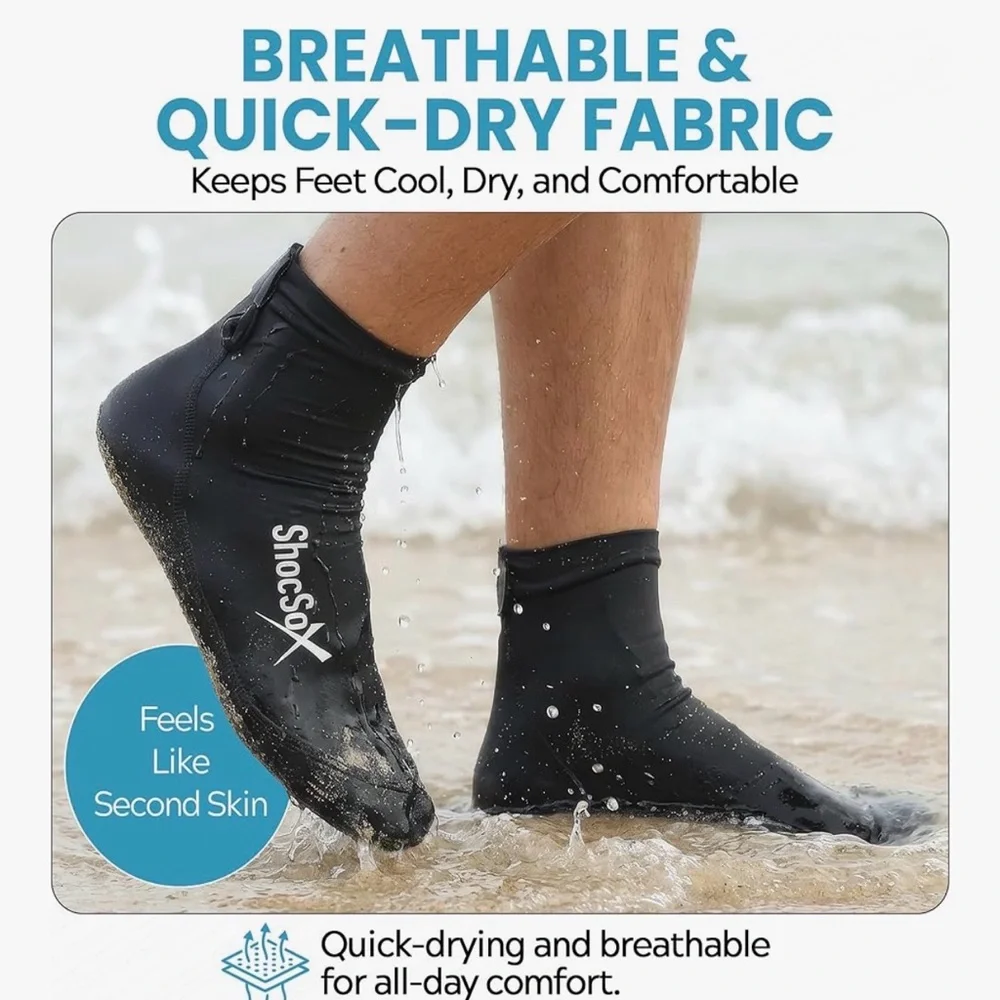 ShocSox Black Water Socks with Kevlar Sole Volleyball Soccer Athletic
